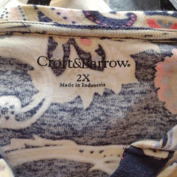 Croft and Barrow Soft 3/4 Sleeve 100% Cotton T Shirt with 4 Metallic Buttons - Picture 6 of 6